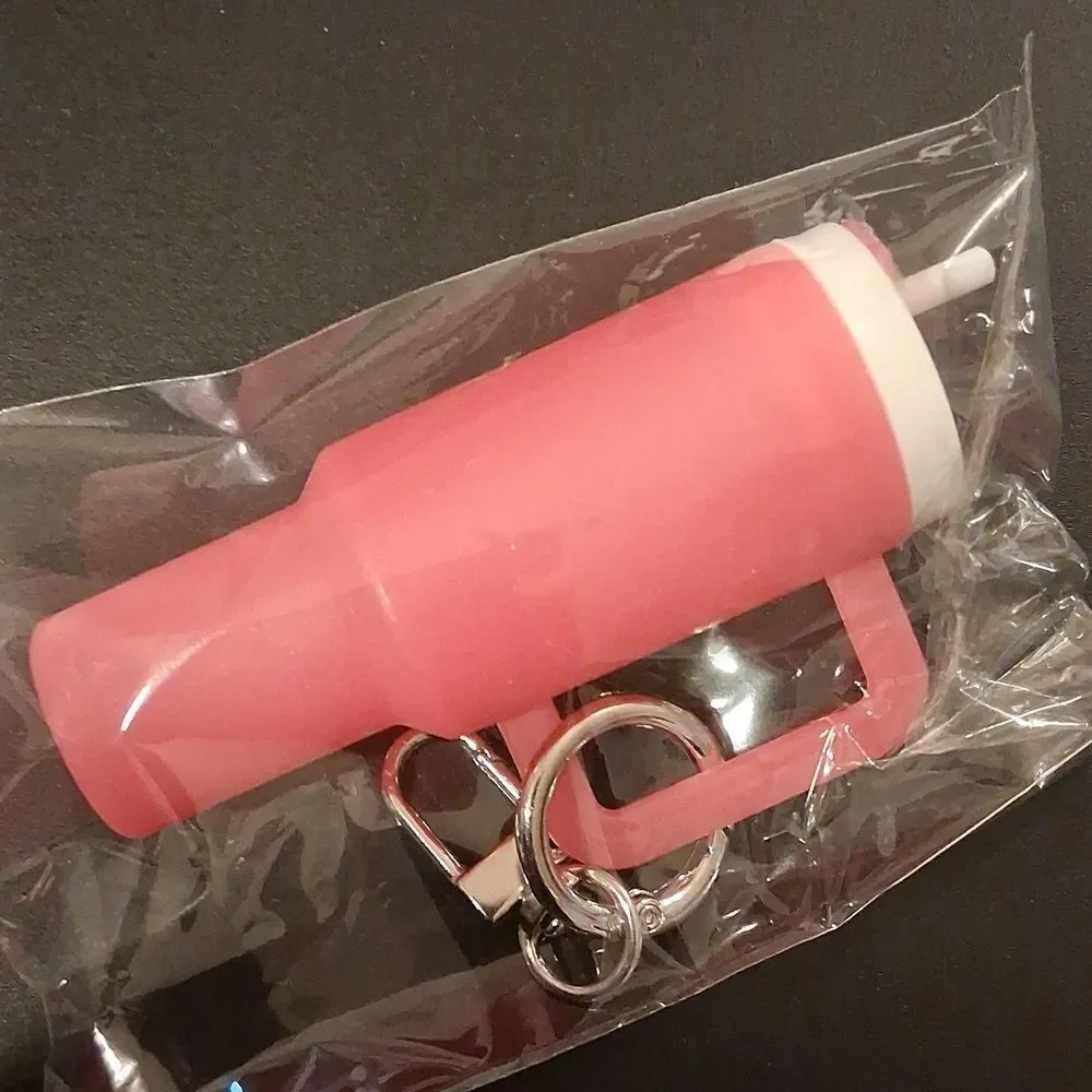Tumbler Pink Keychain Opens To Store Small Items New